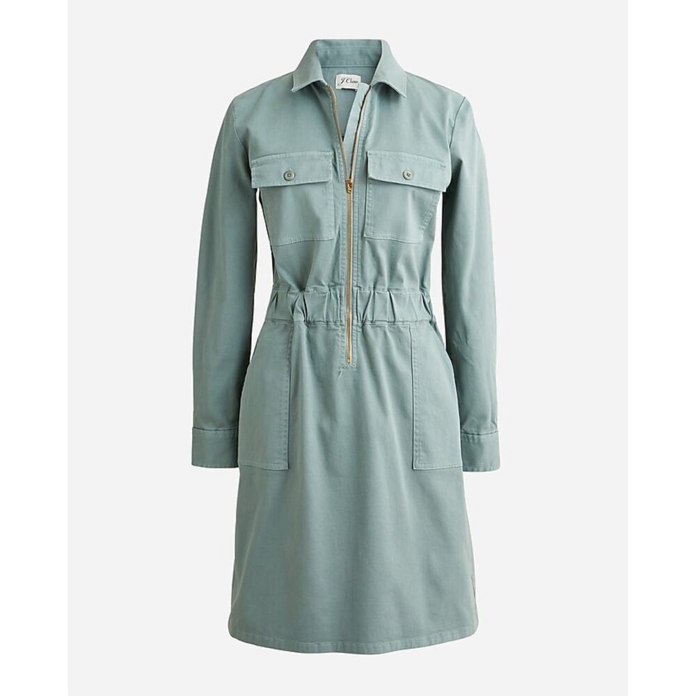 J. Crew Cotton Long Sleeve Zip Up Dress Size 10 - Picture 3 of 13